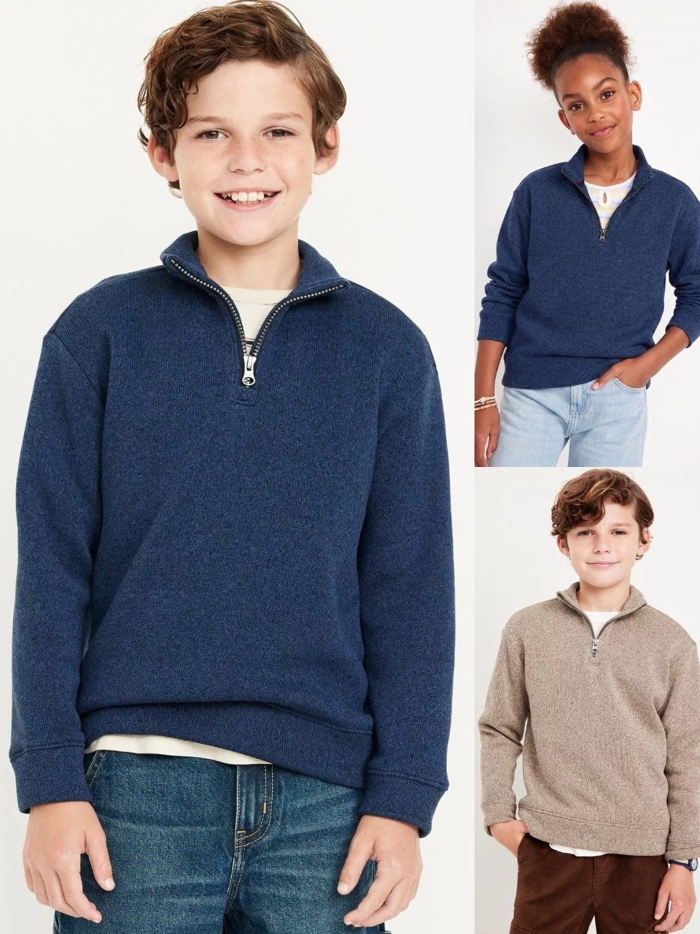 Sweater Anak Junior ABG OLN Fleece Quarter-Zip Pullover Sweater - 2388