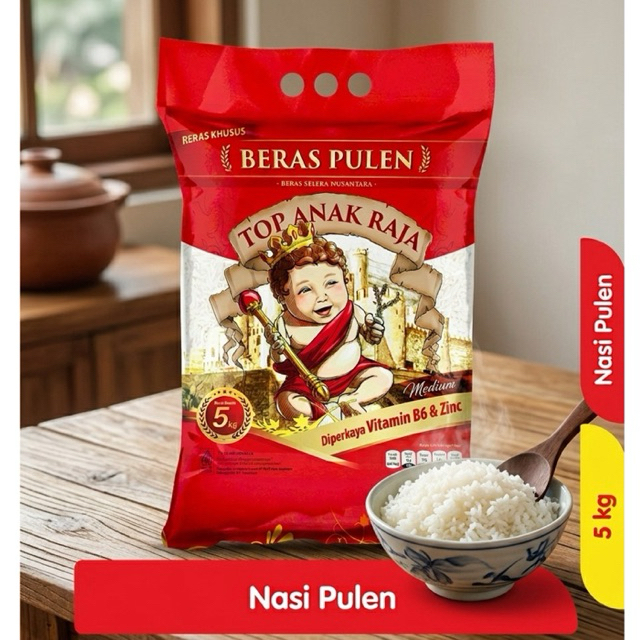 Jual Top Anak Raja Beras Pulen Pouch 5 kg Merah || Beras Anak Raja ...