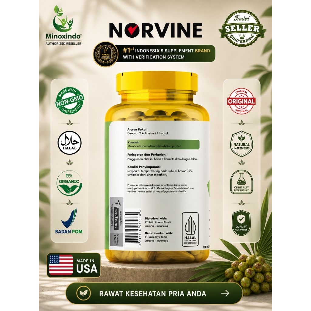 Jual Norvine Saw Palmetto DHT Blocker Hair Regrowth isi 60 Capsules ...