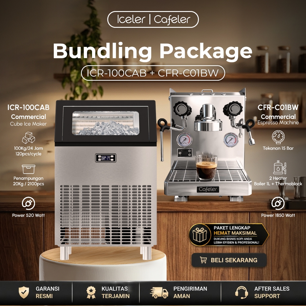 Jual Iceler Mesin Kopi Espresso + Ice Maker Kapasitas 100 kg ...