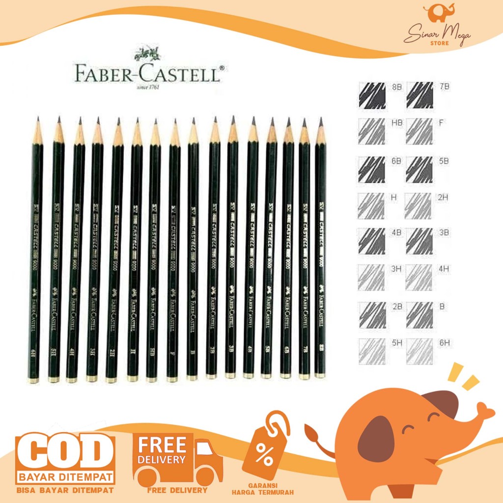 FABER CASTELL Bleistifte 12er Set Härtegrad 5B 4B 3B 2B B F HB H 2H 3H 4H 5H neu