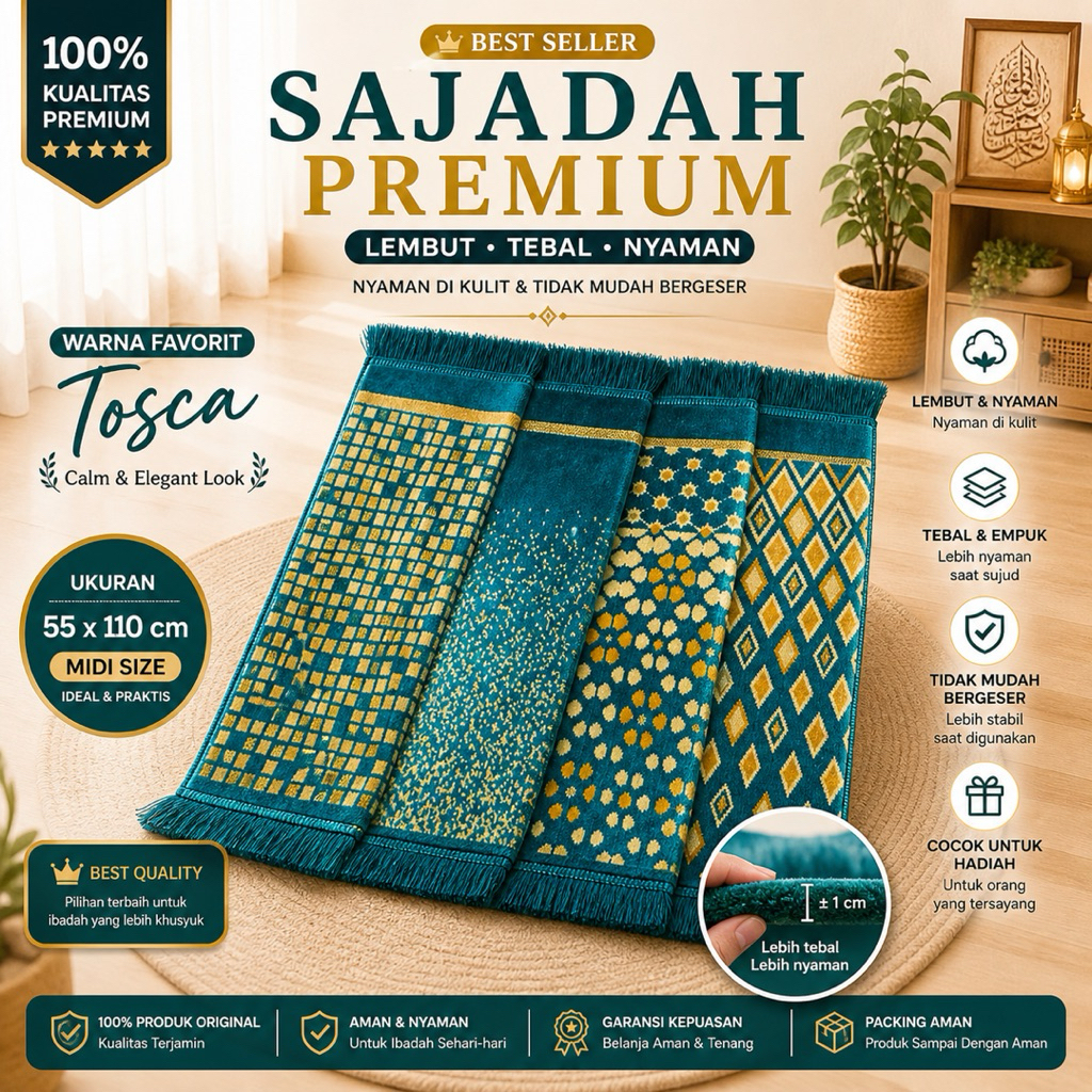 SAJADAH TURKY MIDI PREMIUN BAHAN BELUDRU