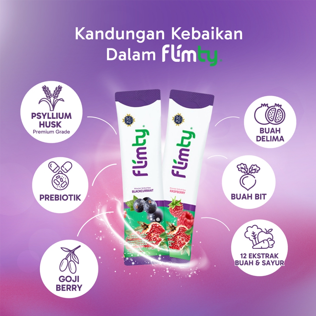 Jual Flimty Fiber Rasa Raspberry - 1 Box (16 Sachet @15gr) - Minuman ...