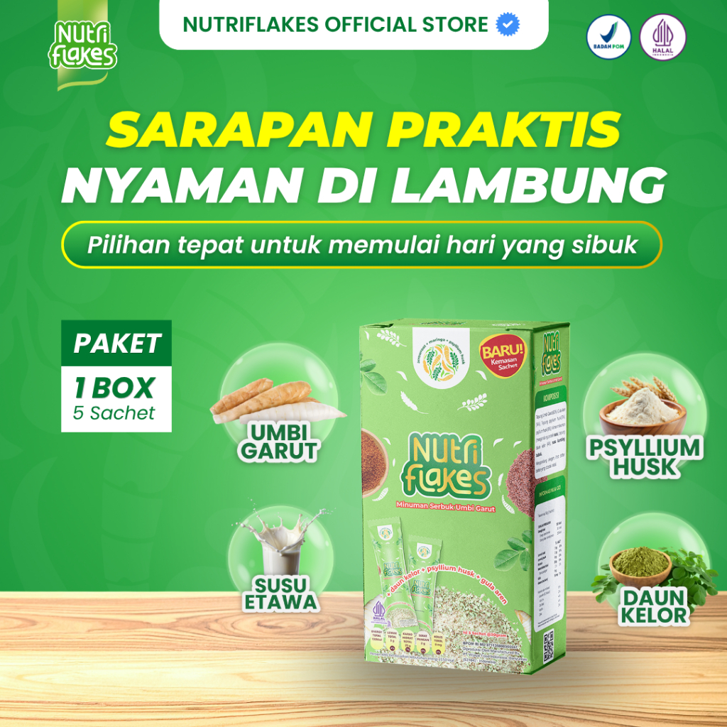 Nutriflakes Sereal Sachet Umbi Garut Asam Lambung Original