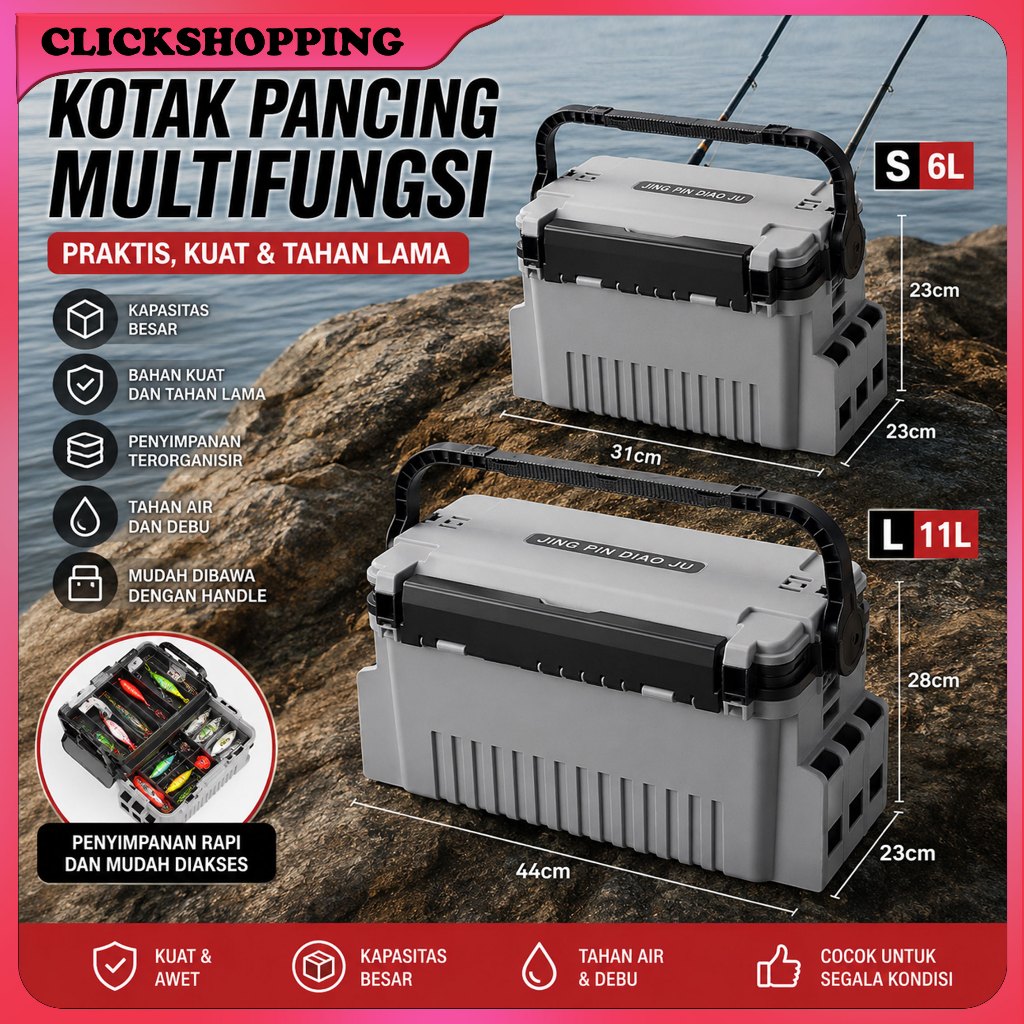 Jual S/L Tackle Box Kotak Peralatan Pancing Jigging Lure Box Fishing ...