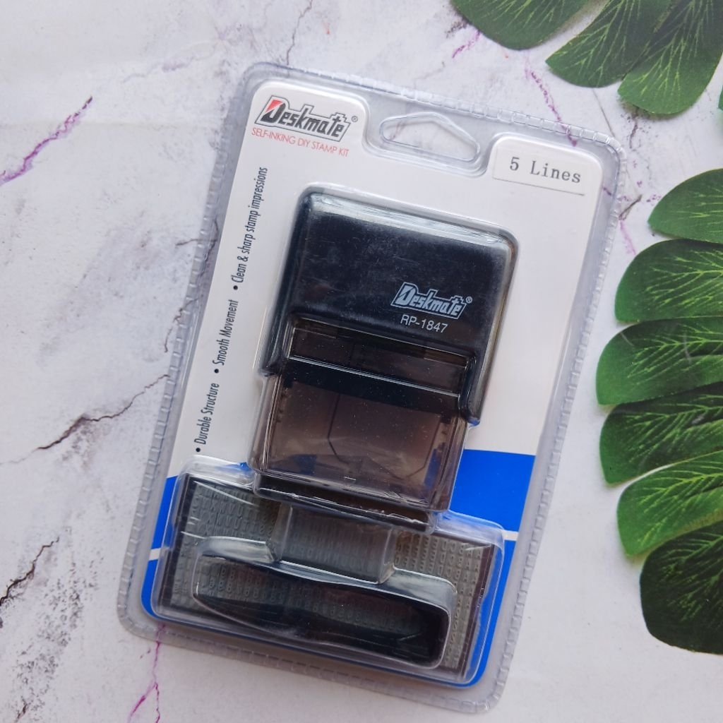 Jual DESKMATE RP-1847 Self Inking DIY Stamp Kit 5 Lines Stampel Cap Kit ...