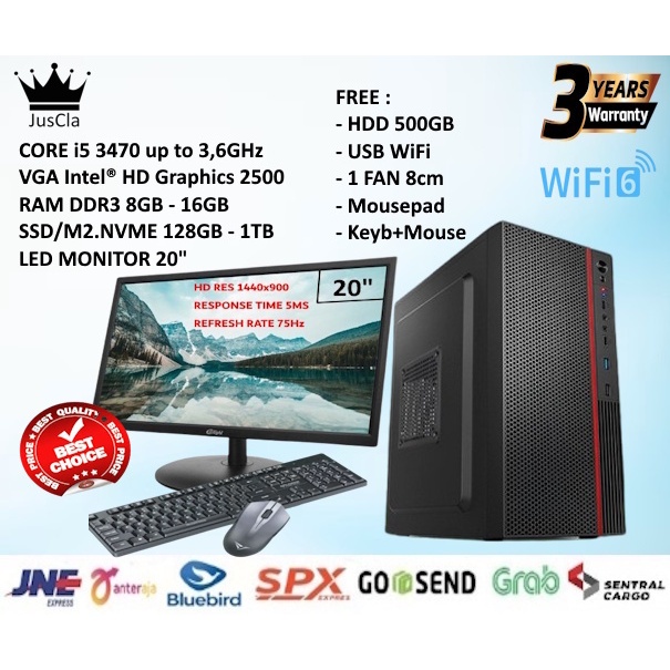自作PC i5-3470 16G 512G SSD GT520 Jual FULLSET PC Komputer INTEL CORE i5-3470 3,6GHz|RAM 16GB|SSD