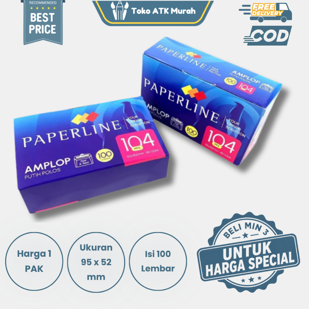 Jual Amplop Putih Polos 104 PPS Paperline Ukuran 95 x 152 mm - Envelope ...
