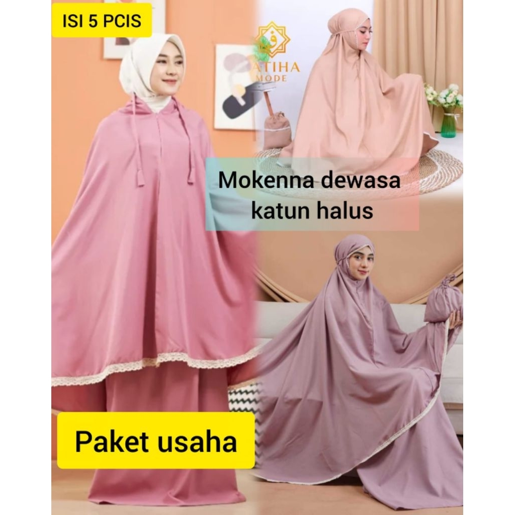 ISI 5 PCS ] MOKENNA DEWASA RENNDA PUTUSAN PLOS BAHAN KATUN MIKRO HALUS NYAMAN D PAKEK MUKENNA DWASA