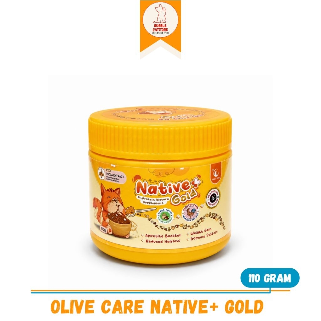 Jual Olive Care Vitamin Kucing NATIVE+ GOLD Protein Tinggi 110gr GOLDEN ...