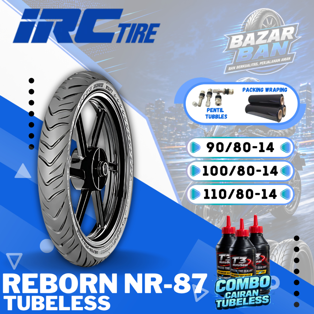 Jual (PRODUKSI TERBARU) BAN IRC REBOR NR87 TUBELESS RING 14 ( 90/80-14 ...