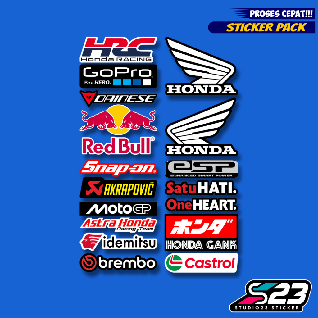 Jual Stiker mini pack HONDA Sponsor Racing, Sticker Printcut | Shopee ...