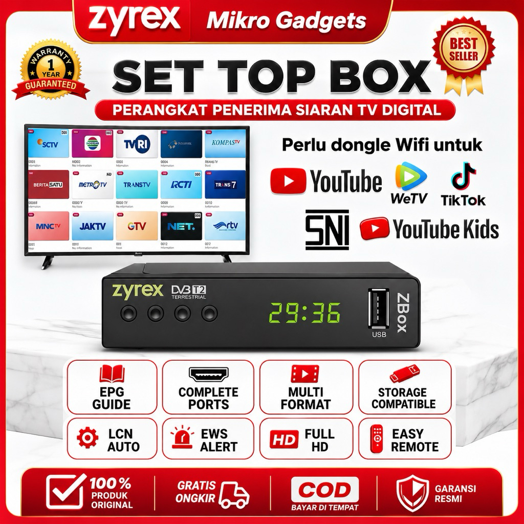 Jual Set Top Box Tv Digital STB Zyrex STB DVB T2 chipset Sunplus ...