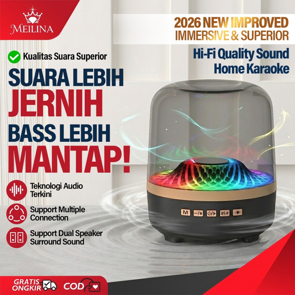 Jual MEILINA Speaker Bluetooth 5.3 HIFI Baterai Tahan 12 Jam + Lampu ...