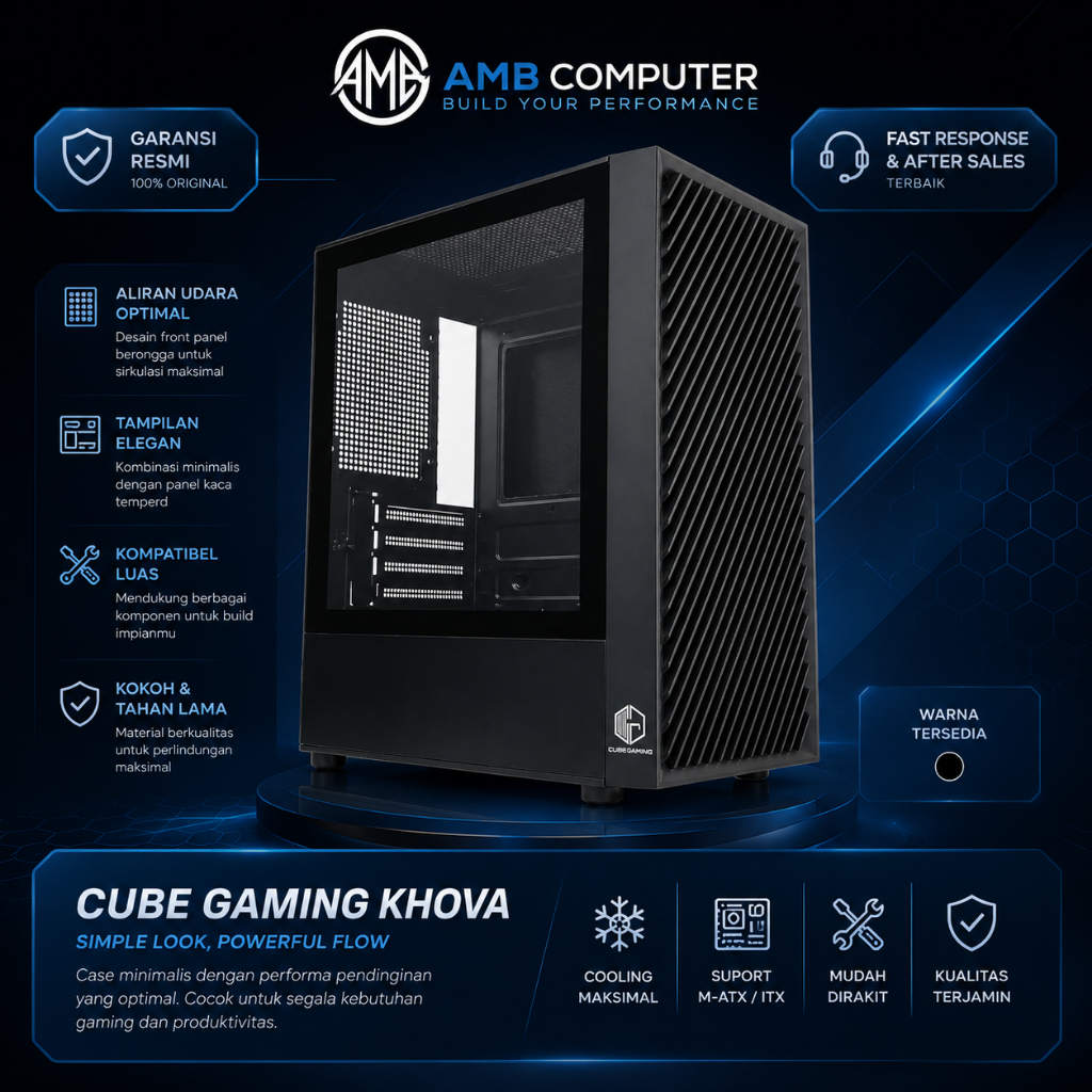 Jual CUBE PC GAMING KHOVA / Casing PC Gaming - mATX Gaming Case - Front ...
