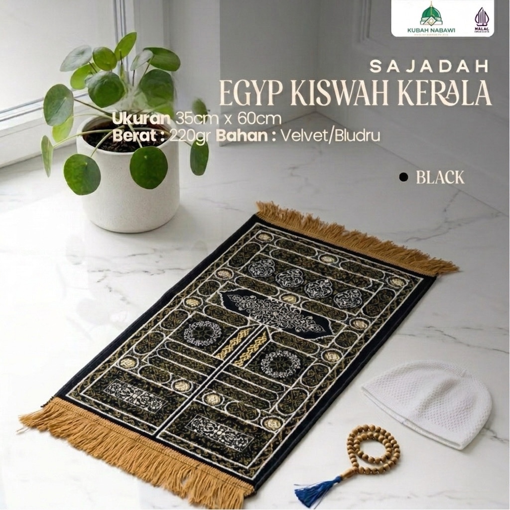 EGYPT TURKIYE KEPALA | Sajadah Anak Motif Kiswah Bahan Beludru Tebal Premium| Sajadah Anak Warna Hitam | Sajadah Kiswah Kepala| Sajadah Sujud| Sajadah Wajah