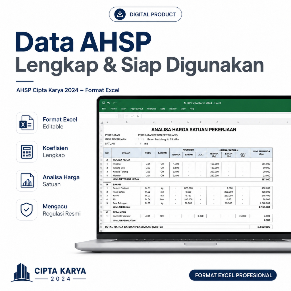Jual AHSP 2024 Excel - Analisa Harga Satuan Pekerjaan Sesuai SE No.68/ ...