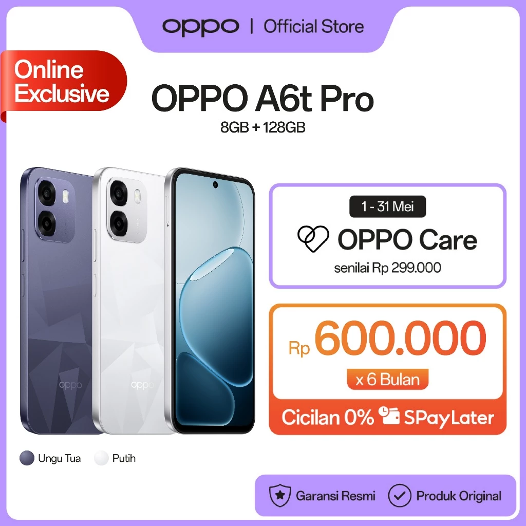 Oppo A6t 8GB+128GB Garansi Resmi
