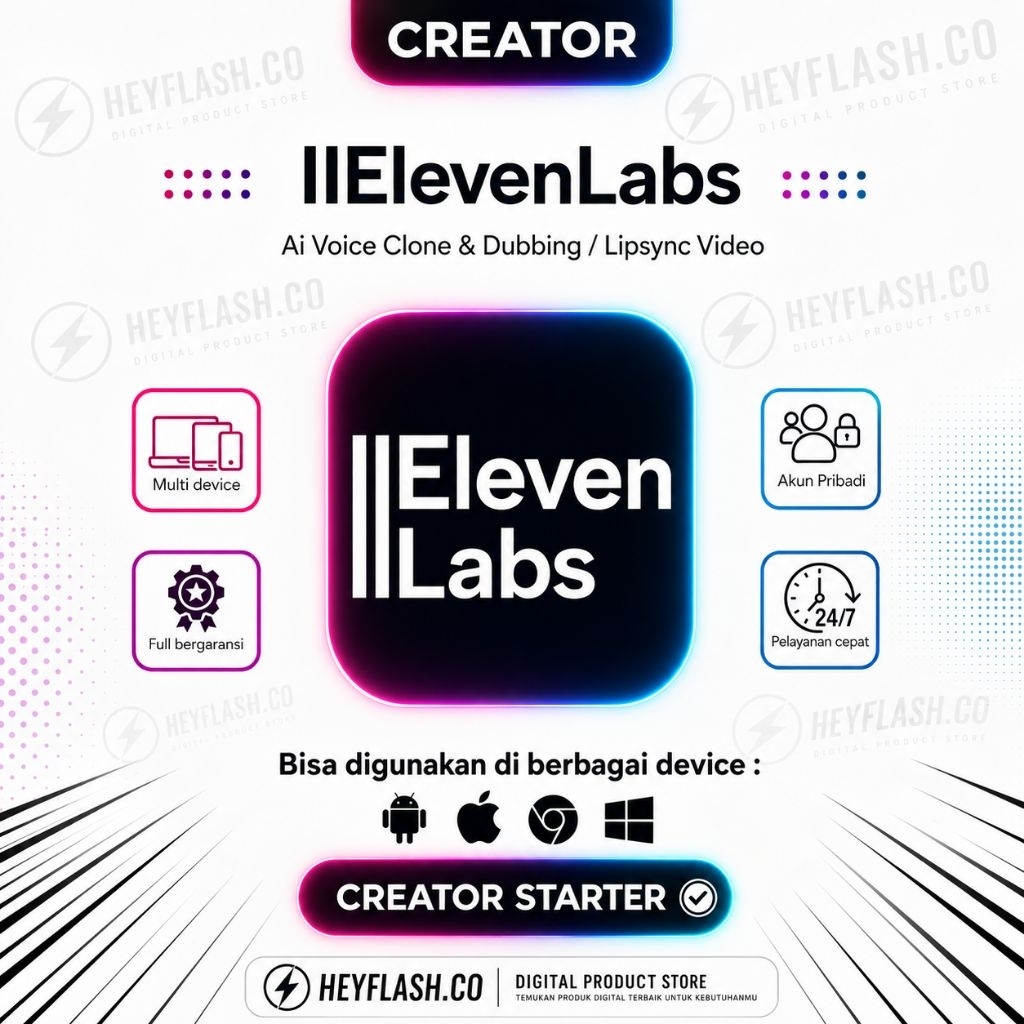 ElevenLabs Voice AI Premium 1 Bulan PRIVAT Creator | Starter