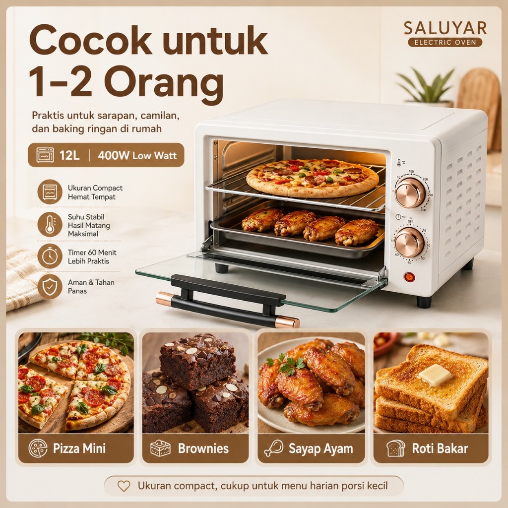 Jual Saluyar KX1251 Oven Listrik Rumah Tangga 12 Liter Mini Low Watt ...