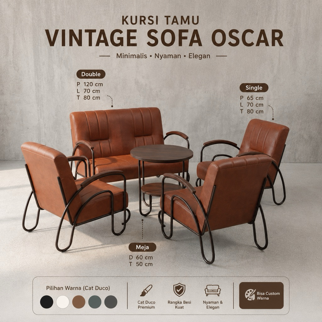 Kursi Tamu Vintage Sofa Oscar - Decoluxe Arcadia