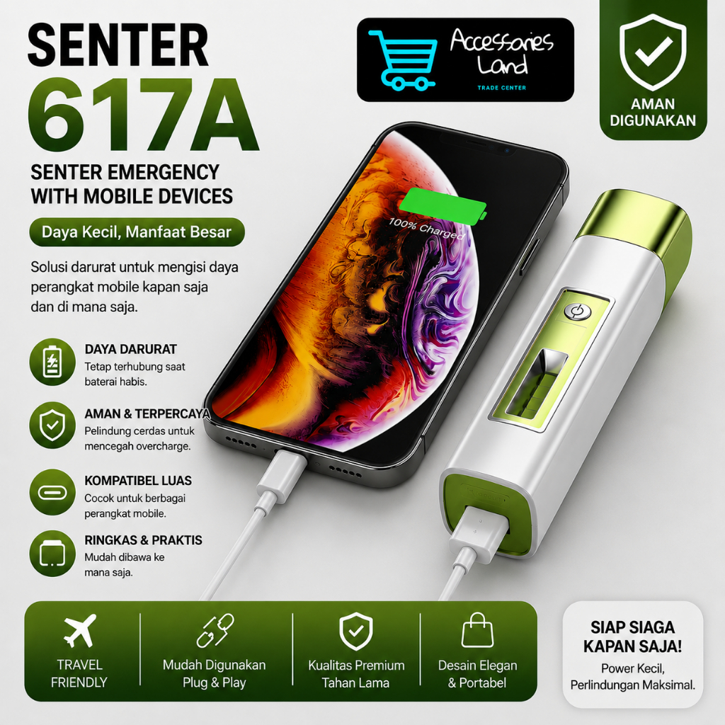 Senter Mini LED 617A BISA JADI POWERBANK Super Terang hingga 600 meter | Senter Jarak Jauh