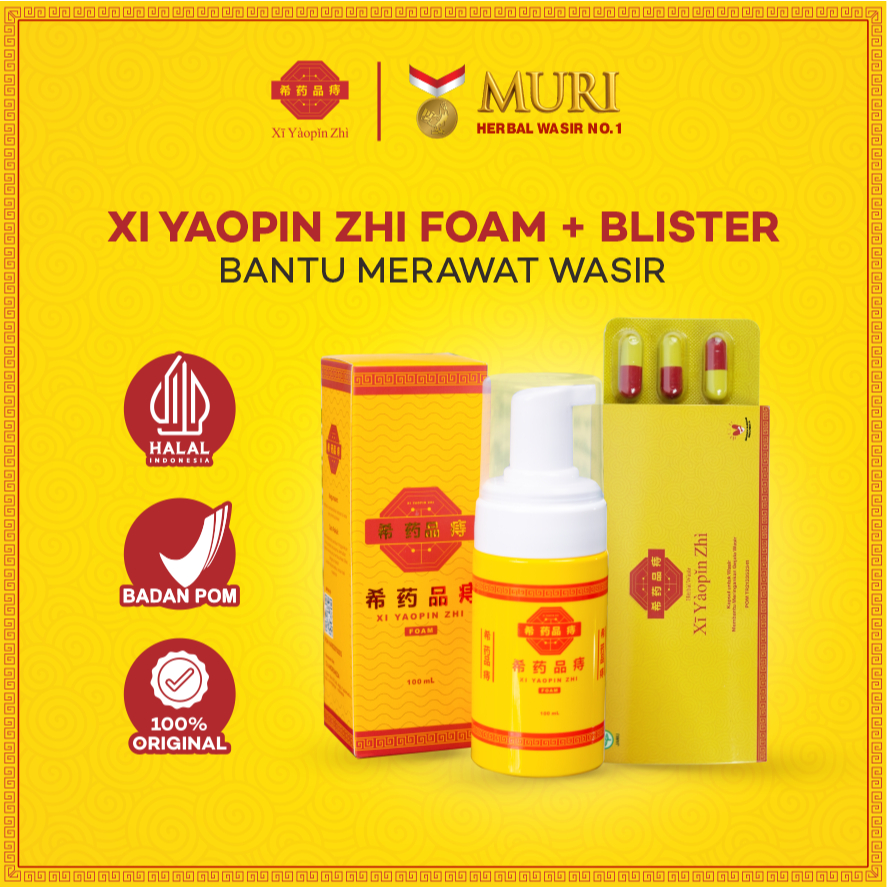 XI YAOPIN ZHI Paket (Kapsul dan Foam) Obat Wasir Cina Herbal Ambeien Ekstra Daun Ungu Melembabkan Wasir