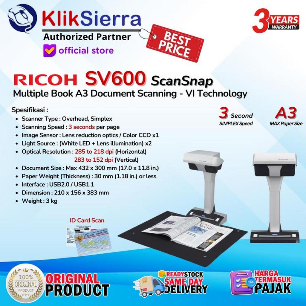 Jual Ricoh SV-600 Scanner Fujitsu ScanSnap SV600 A3 Ricoh SV-600 ...