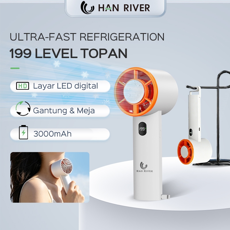 HAN RIVER Kipas Angin Portable Mini High-speed 199 LEVEL LED Digital Gantung & Meja Traveling