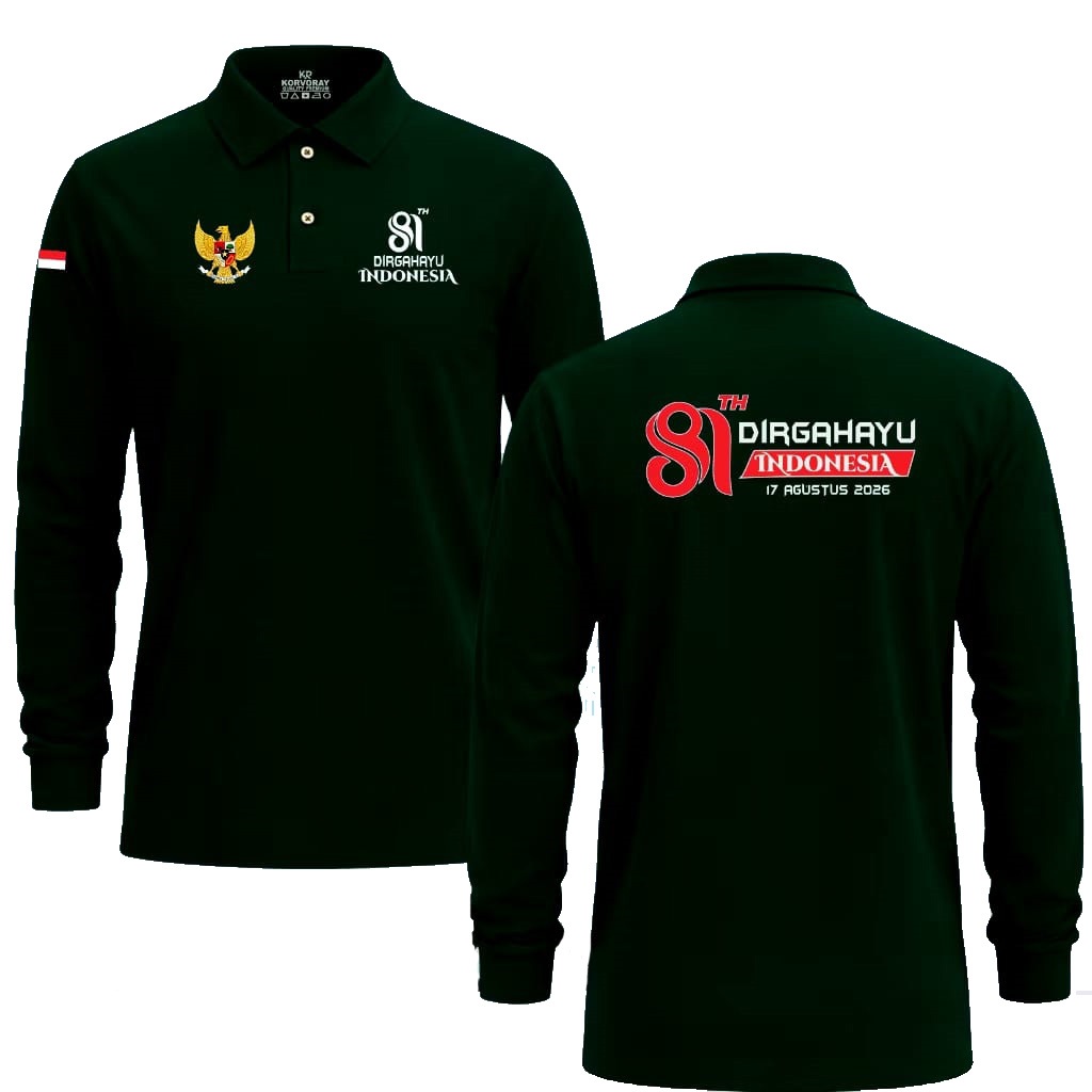 Kaos  Kemerdekaan 17 Agustus 2026 Lengan Panjang Motif Garuda Depan & Belakang 81TH