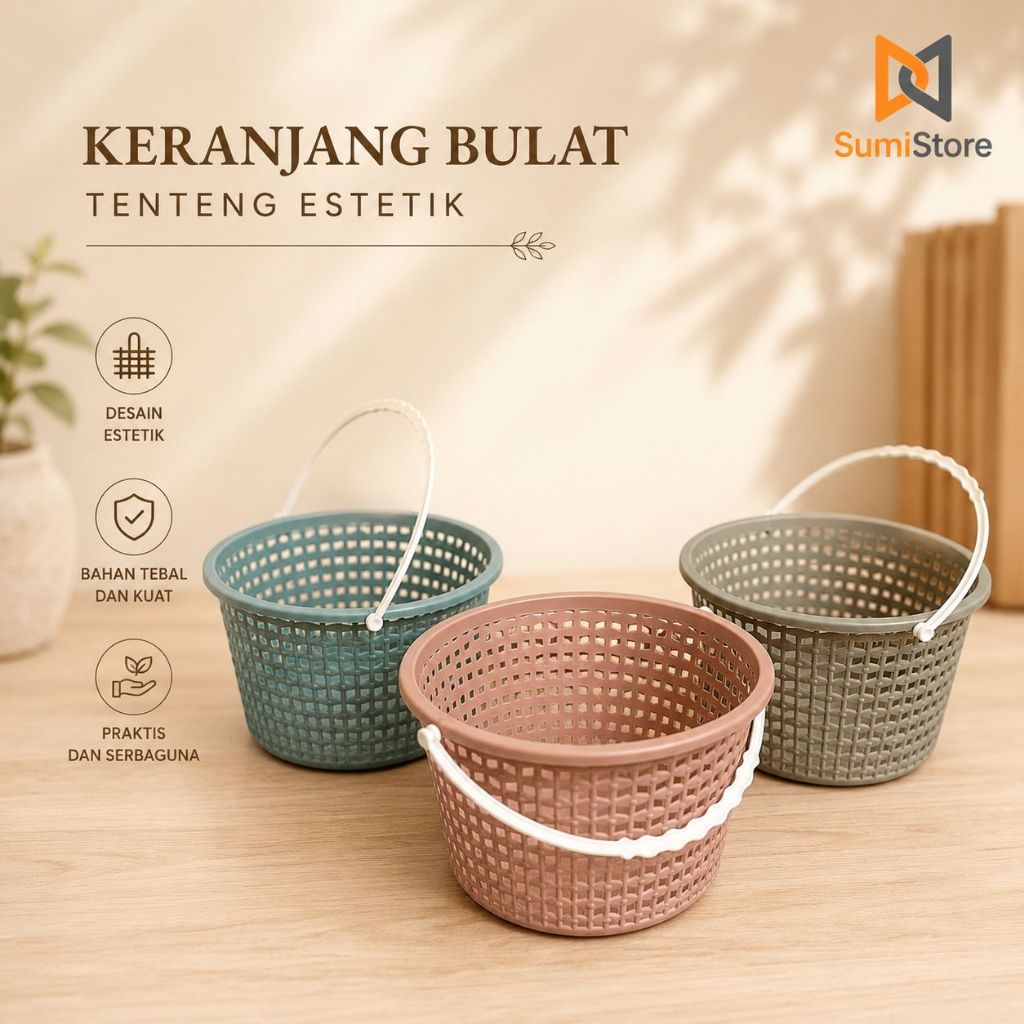 Jual Keranjang Jinjing Bulat Plastik/ Tempat Sabun Hantaran/ Parcel ...