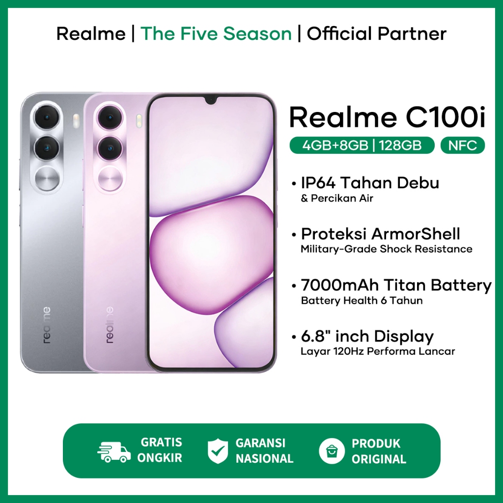 realme C100i (4/128)(4/256)(6/128) 7000mAh Battery Hp Android Murah Terbaru 2026 Ori Handphone COD