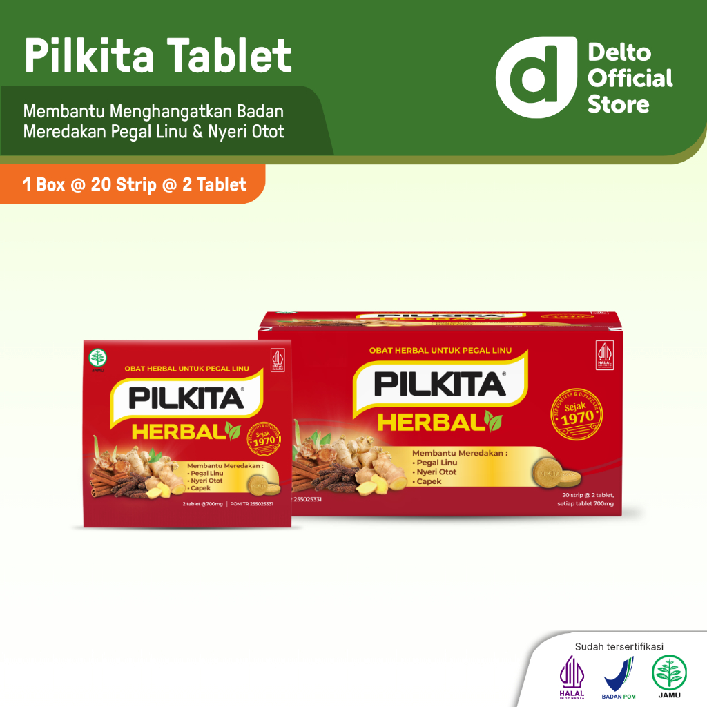 PILKITA Obat / Tablet Herbal Pegal Linu Box 20 Strip Isi 2 Tablet Obat Nyeri Otot dan Kesehatan BPOM HALAL