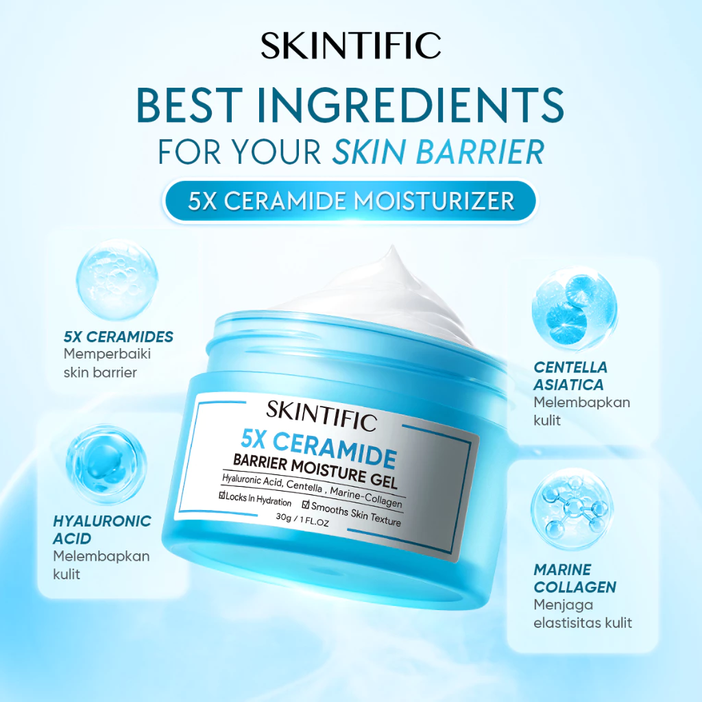 [SKINTIFIC CERTIFIED] 5X Ceramide Barrier Moisturizer Gel 30g | Cream Pemutih Wajah Calming Whitening Brightening Dark Spot
