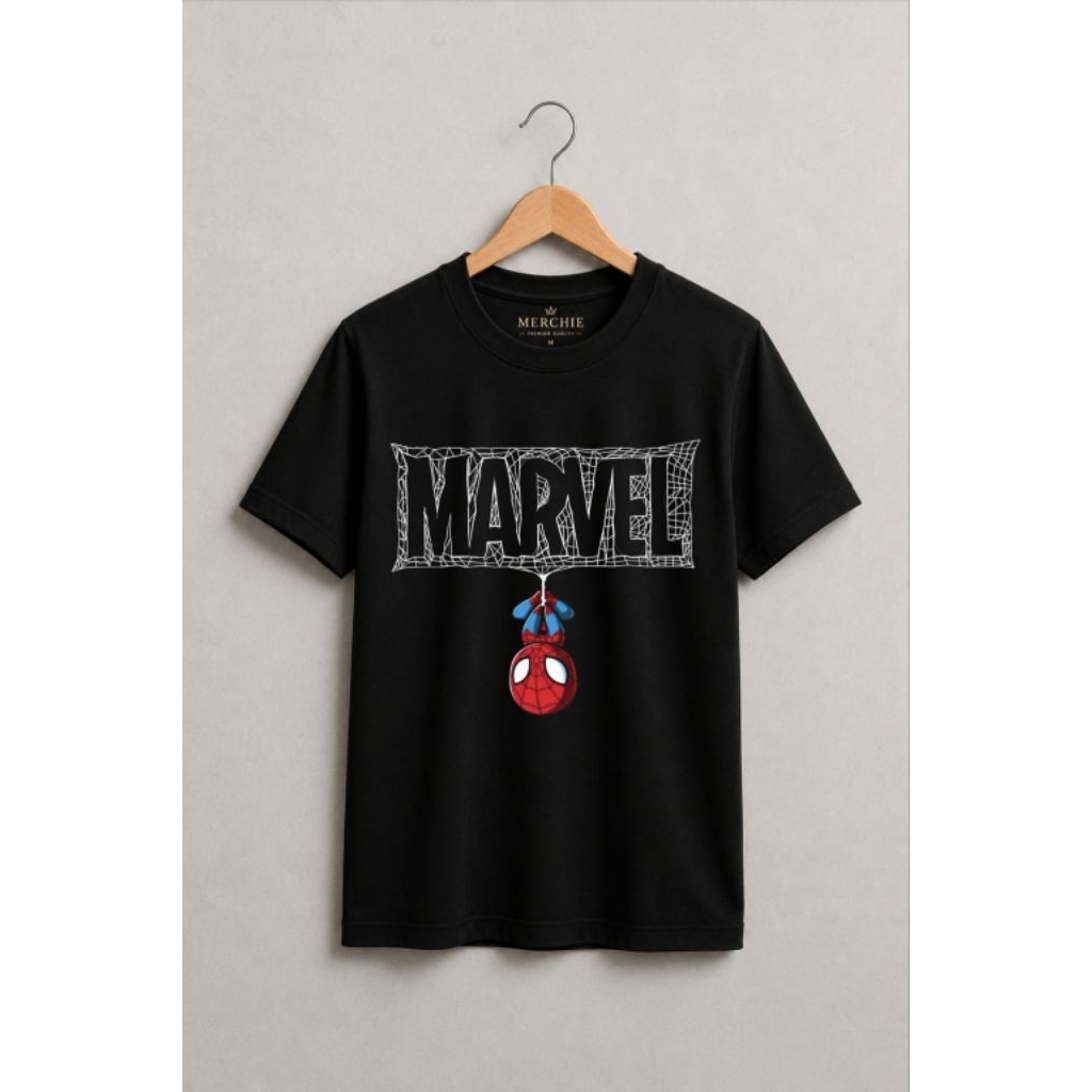 Jual MERCHIE | MARVEL | T-SHIRT | HITAM | PUTIH | COTTON COMBED | 24S ...