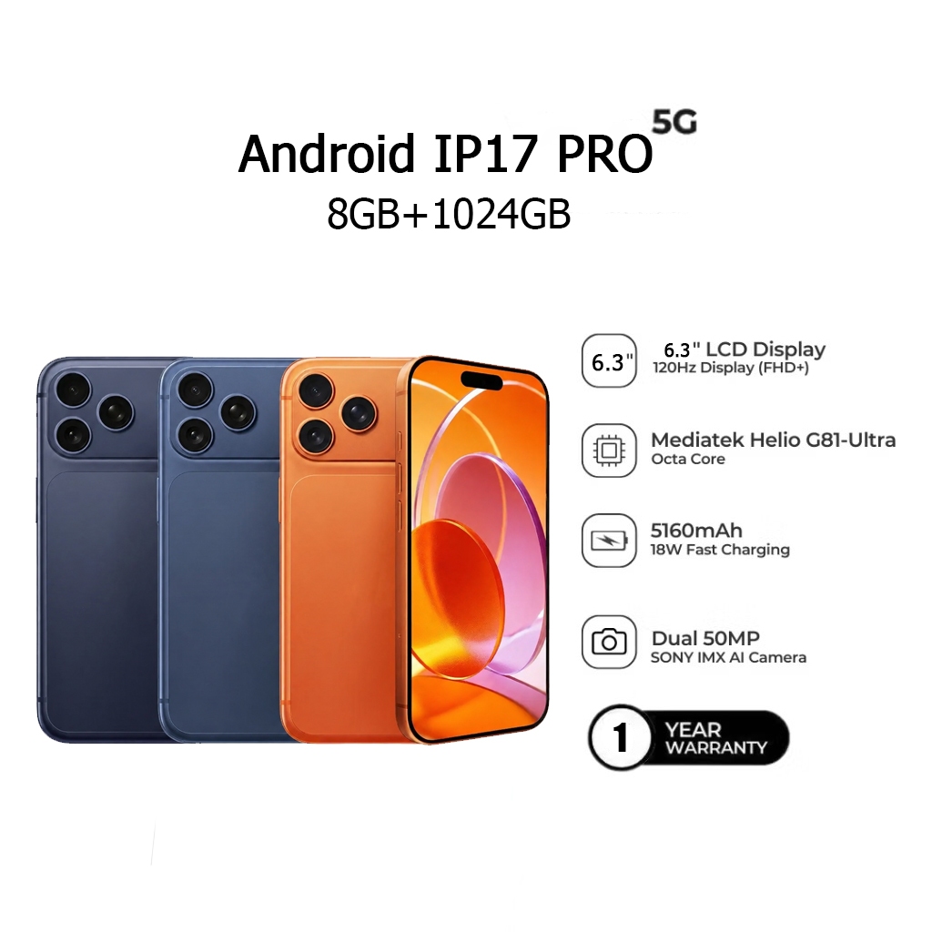 Jual Android hp 6.3 inch Smartphone ip17pro max phone ram 8/1024GB ...