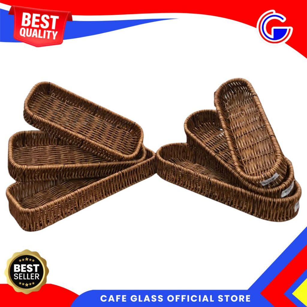 Keranjang Sulur Oval/Persegi - Keranjang Sendok Garpu Hotel/Cafe/Rumah - Wadah Rotan Tebal Serbaguna