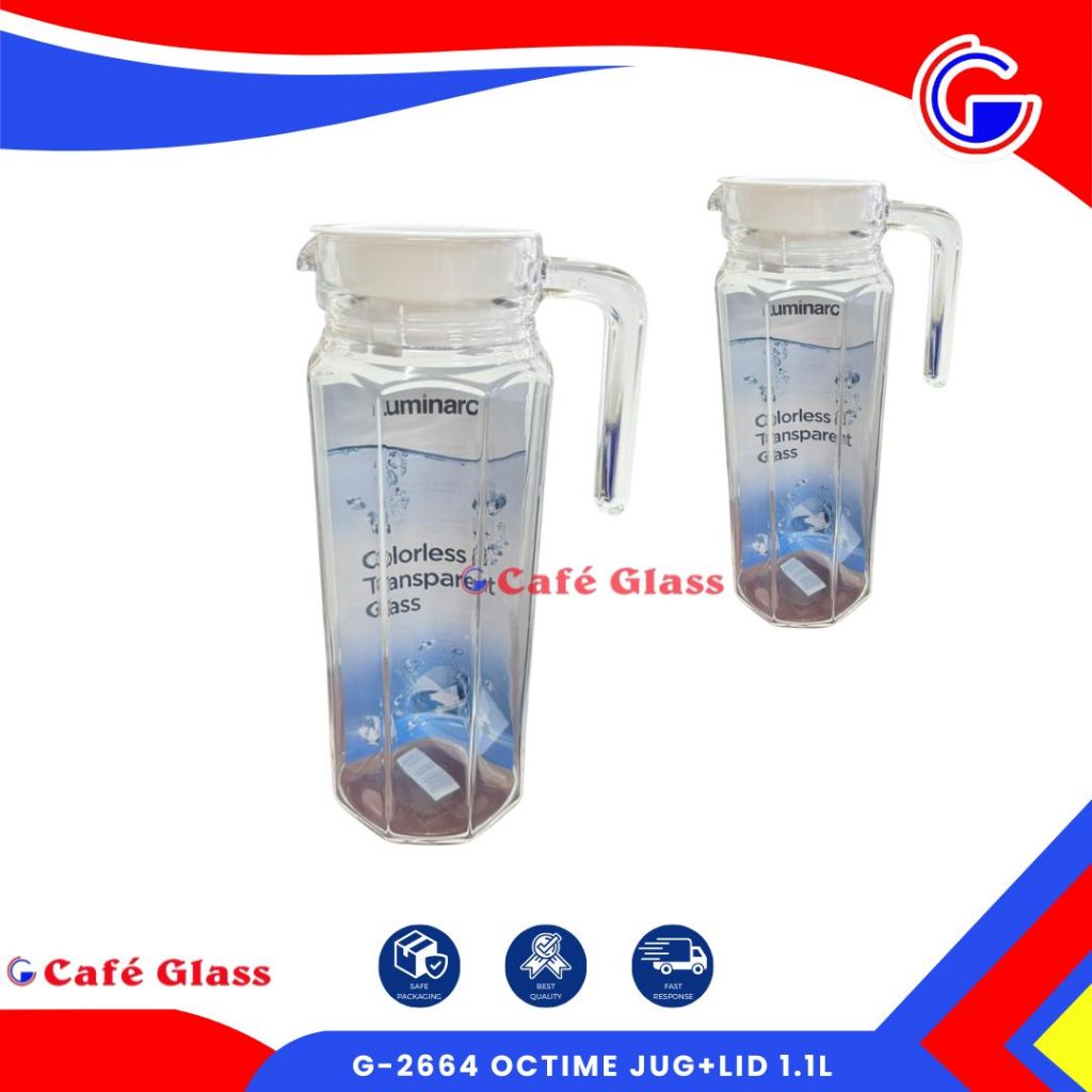 Water Jug Kaca-Octime Jug+Lid 1.1-Teko Kaca Luminarc