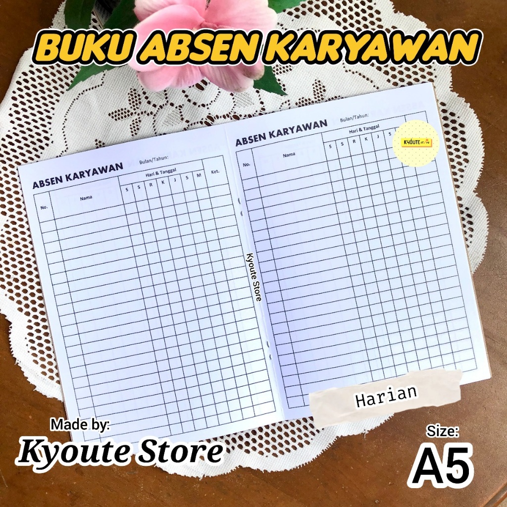 Jual Buku Catatan Absensi Karyawan Harian A5 Kyoute - Arsip Kehadiran ...