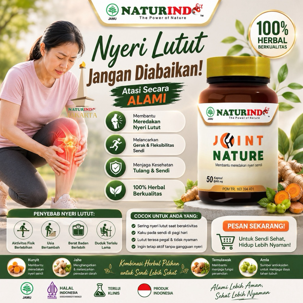 Obat herbal persendian nyeri sendi pegal otot linu kesemutan kebas struktur sendi pencegah pengapuran joint nature NATURINDO FIT