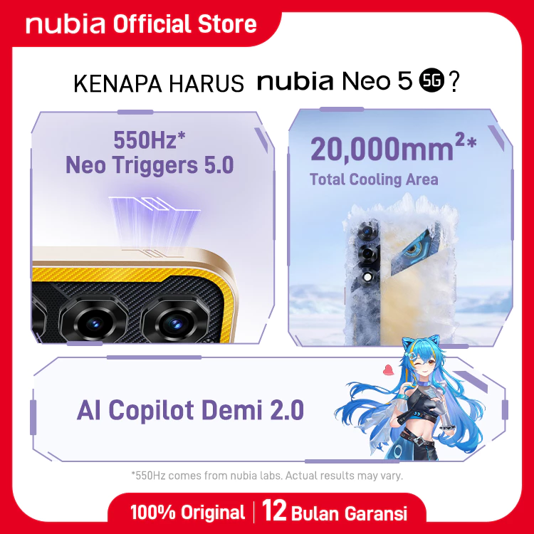 Sistem pendingin VC 20.000mm² pada nubia Neo 5 5G