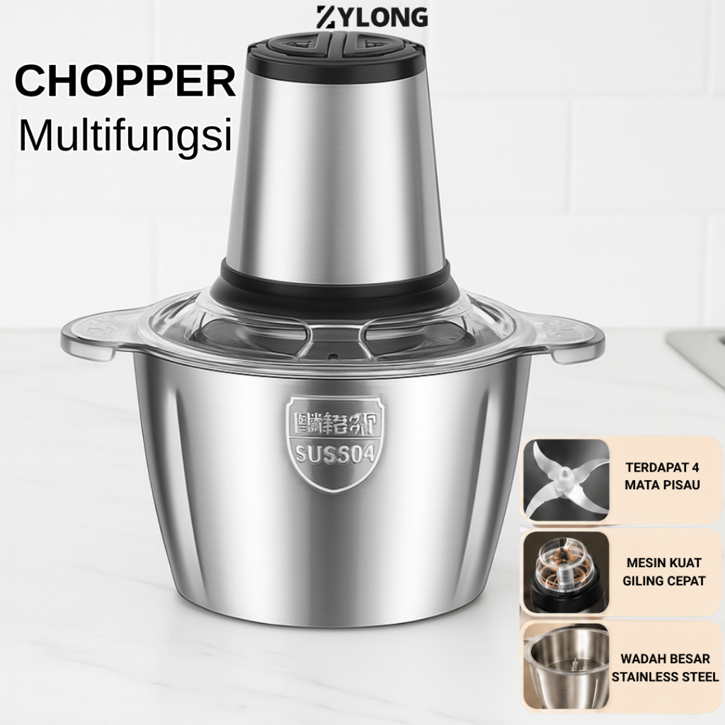 Jual Chopper Blender 2 Liter – Giling Daging & Sayur, Wadah Stainless ...