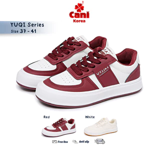 [Gajian Sale]Cani Korea Yuqi Sneakers Wanita Putih Merah Fashion Kasual 9002