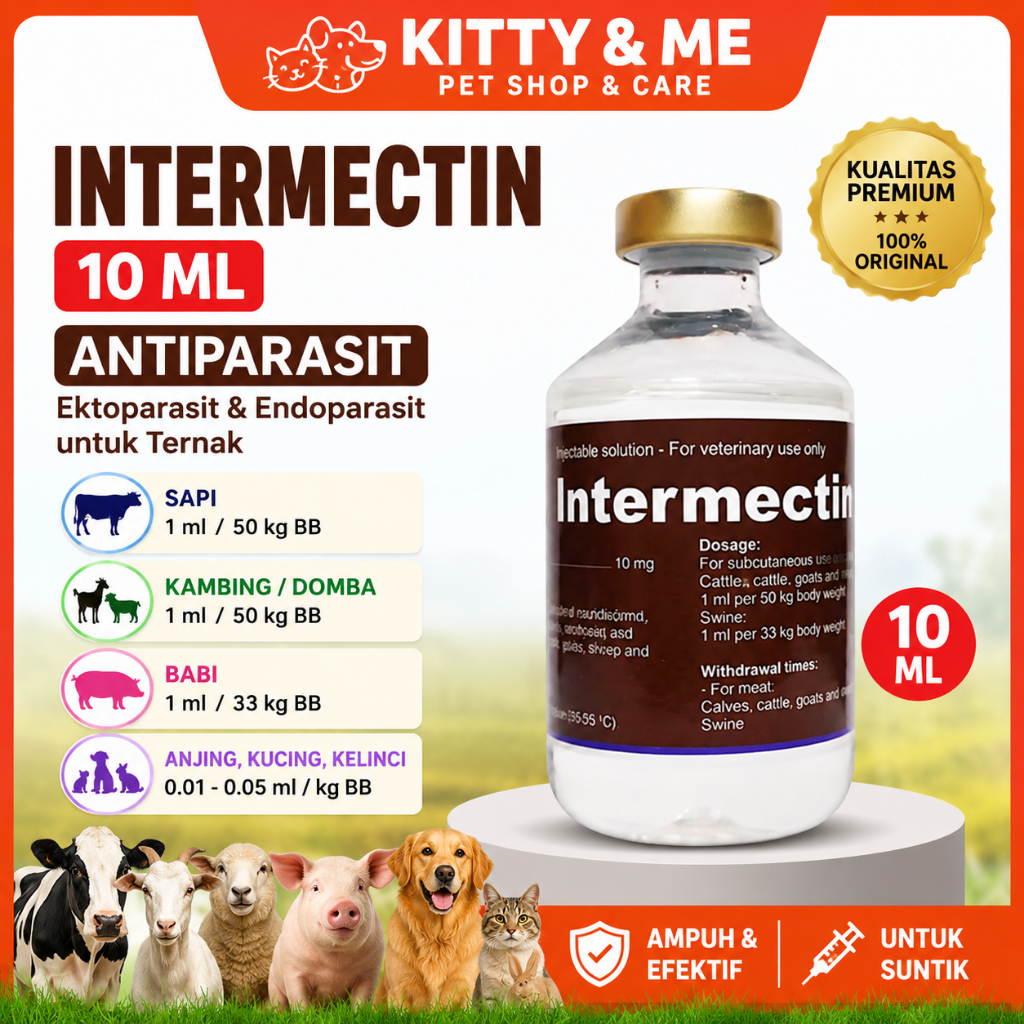 Jual INTERMECTIN 10 ML - Antiparasit ektoparasit dan endoparasit ternak ...