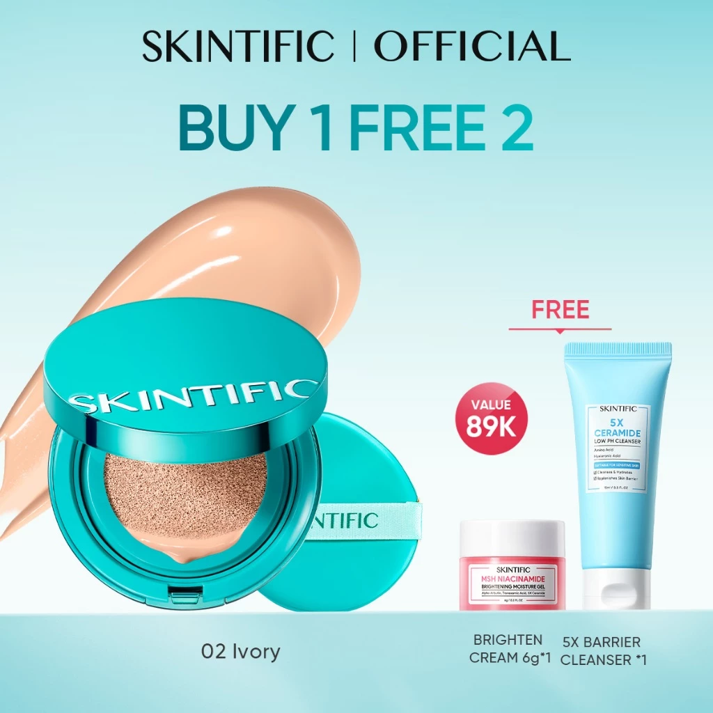 SKINTIFIC - PERFECT STAY SERUM MATTE CUSHION FOUNDATION SPF 50 PA++++ | Soft Matte Finish Menghalusk