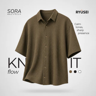 Ryusei Kemeja Pria Oversize SORA Knit - Stylish & Nyaman untuk Dailywear