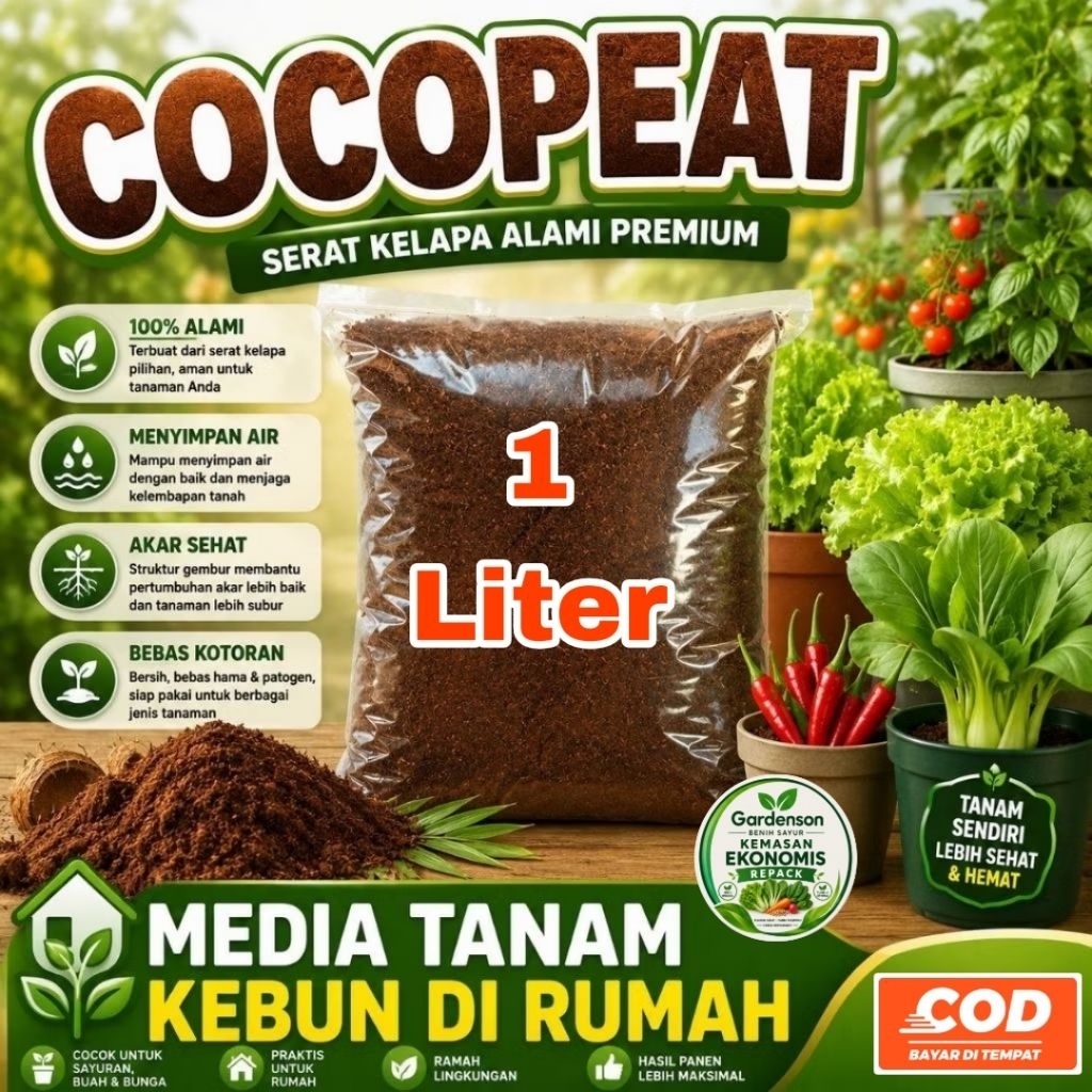Cocopeat Murni Media Semai Benih Dan Campuran Media Tanaman 1 Liter Siap Pakai
