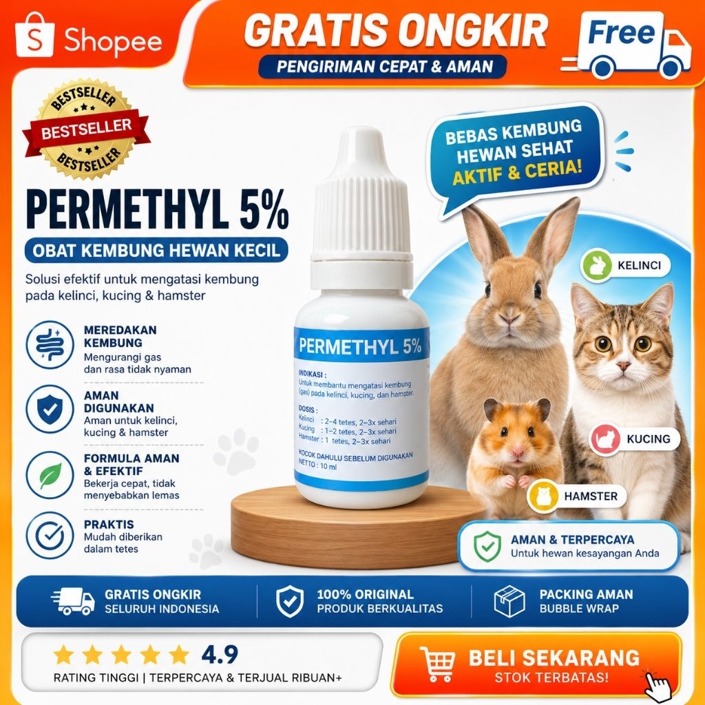 Jual Permethyl 5% Obat Kembung Kelinci Kambing Sapi 5ml | Shopee Indonesia