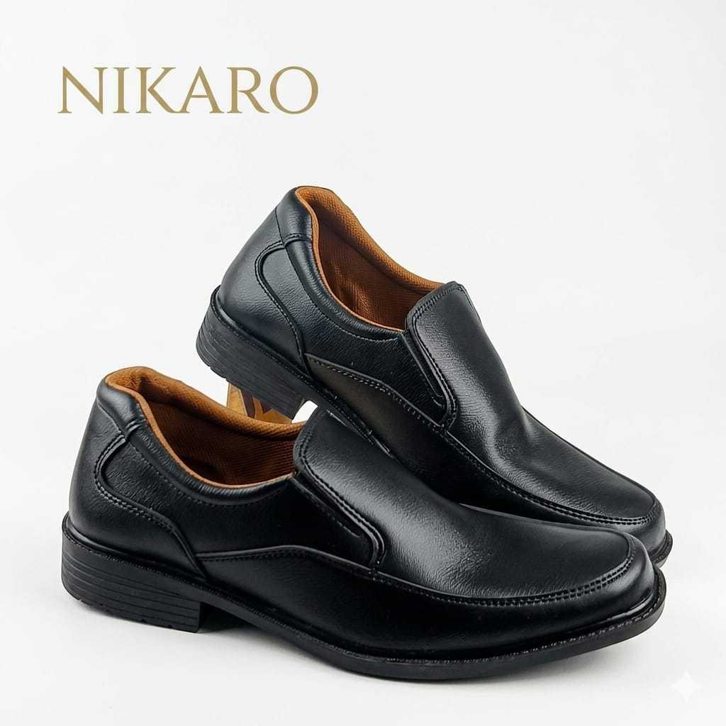 Jual NIKARO Sepatu Pantofel Pria Hitam Kulit Premium Tanpa Tali Loafers ...