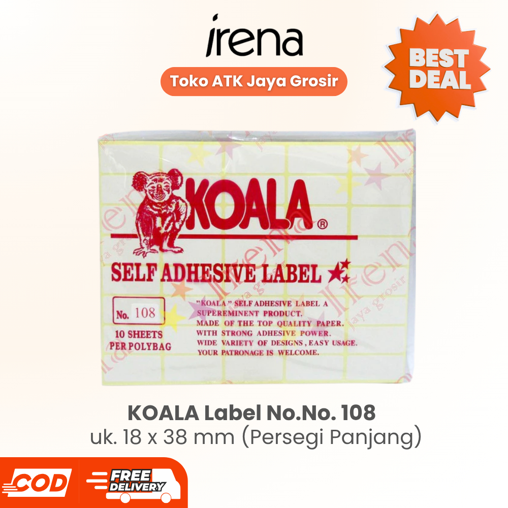 Jual KOALA Label No. 108 uk. 18 x 38 mm (Persegi Panjang) | Shopee ...